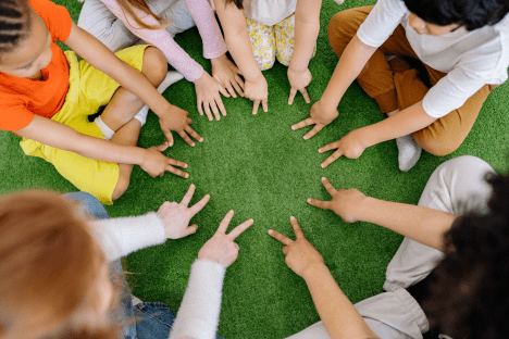 Group of children showing their hands